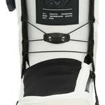 Ride Torrent Snowboard Boots 2024 - Black snowboard boots with white accents and a black strap on top.