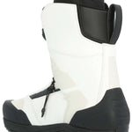Ride Torrent Snowboard Boots 2024 - A pair of white snowboard boots with black accents and laces, featuring a textured rubber toe cap.