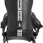Rome 390 Boss Snowboard Binding 2024 - Black snowboard binding with white accents and a distinctive logo on the strap.