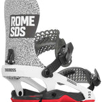 Rome 390 Boss Snowboard Binding 2024 - A black, white and red snowboard binding with a textured pattern on the baseplate.
