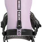 Rome 390 Boss Snowboard Binding 2024 - A black snowboard binding with a white logo on top of the strap and a silver buckle.