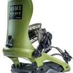 Rome 390 Boss Snowboard Bindings 2022 - Black bindings with silver buckles and straps on a white background.