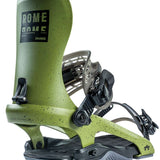 Rome 390 Boss Snowboard Bindings 2022 - Black bindings with silver buckles and straps on a white background.