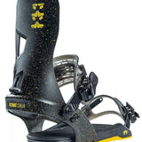Rome Crux - Black bindings with yellow speckles on a white background.