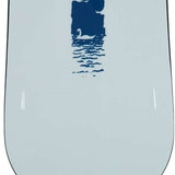 Rome Rene-Gade Snowboard 2024 - A light blue snowboard with a white swan silhouette on its top side, facing left.