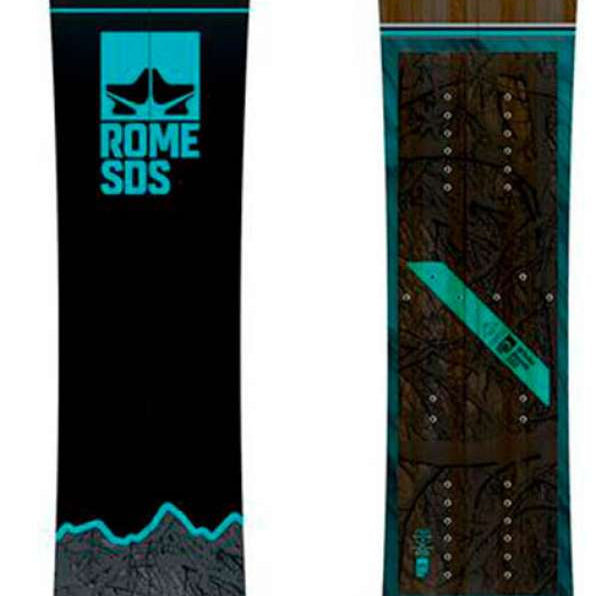 Rome Whiteroom Splitboard 2020 - A brown splitboard with a white logo and black bindings on top.