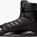 Ronix - Anthemic black wake boot with a textured toe cap, blue accents on the heel and strap, and a black sole.