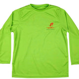 Ronix Boys UV Shade Long Sleeve 2021 - A long-sleeved shirt with a crew neck and a palm tree design on the front in shades of green, blue, and yellow.