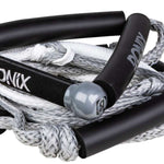 Ronix Bungee 25' Surf Rope - The rope is white with a black bungee cord and silver metal tip at one end.