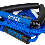 Ronix Bungee 25' Surf Rope - The rope is blue with white lettering and has a black bungee cord at one end.