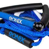 Ronix Bungee 25' Surf Rope - The rope is blue with white lettering and has a black bungee cord at one end.