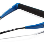 Ronix Combo 3.0 Hide Grip Wakeboard Handle With 70 ft Mainline Rope - The handle is black with blue accents and a textured grip, featuring a logo on the side.