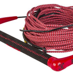 Ronix Combo 3.0 Hide Grip Wakeboard Handle With 70 ft Mainline Rope - The rope is red and white with a black handle.