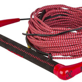 Ronix Combo 3.0 Hide Grip Wakeboard Handle With 70 ft Mainline Rope - The rope is red and white with a black handle.