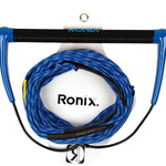 Ronix Combo 3.0 Hide Grip Wakeboard Handle With 70 ft Mainline Rope - The rope is blue and white with a yellow handle.