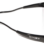 Ronix Combo 3.0 Hide Grip Wakeboard Handle With 70 ft Mainline Rope - The handle is black with a textured grip and white stitching, featuring the brand name "RONIX" in white letters on one side.