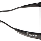 Ronix Combo 3.0 Hide Grip Wakeboard Handle With 70 ft Mainline Rope - The handle is black with a textured grip and white stitching, featuring the brand name "RONIX" in white letters on one side.