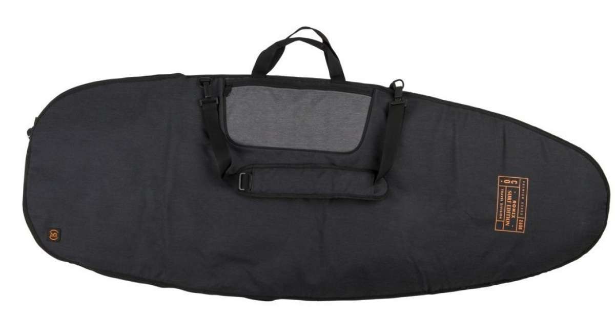 Ronix Dempsey Surf Case 2021 - Black surfboard bag with a zippered top and handle on top.