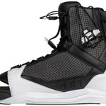 Ronix District Wake Boot 2023 - Black wakeboard boots with white accents, featuring a textured pattern on the toe and heel areas.