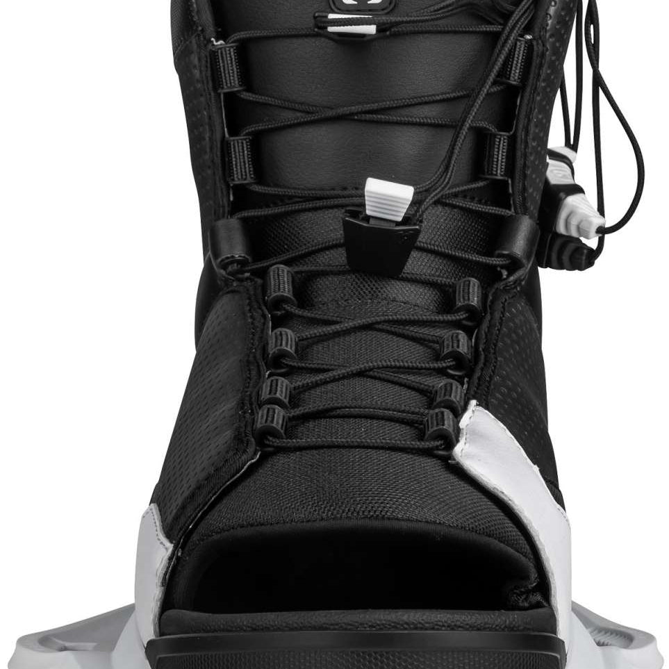 Ronix District Wake Boot 2023 - Black wakeboard boots with white accents on the sides and laces.