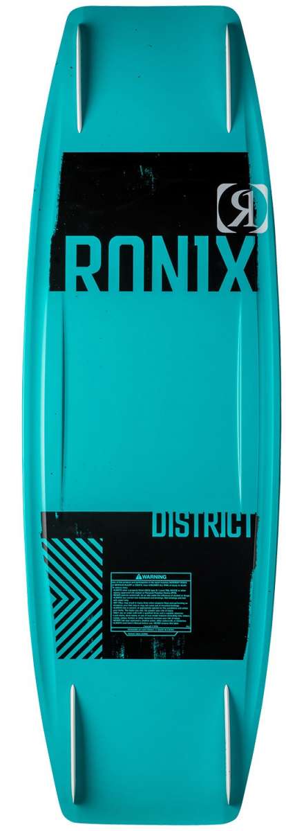 Ronix - District wakeboard with black background and white lettering.