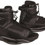 Ronix Divide Wake Boot 2023 - Black boots with white lettering on side and heel, featuring a mesh upper section.