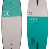 Ronix Electric Collective Wakeskate Board 2022 - A turquoise and gray wakeskate board with a diamond pattern on top.