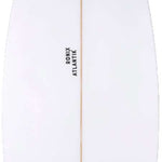 Ronix Flyweight Atlantik Wakesurf Board 2023 - A white wakesurf board with a black logo featuring an "R" in a circle on its top surface.