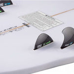 Ronix Flyweight Atlantik Wakesurf Board 2023 - A white wakesurf board with a black logo on the top and a blue stripe along the side.