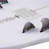 Ronix Flyweight Atlantik Wakesurf Board 2023 - A white wakesurf board with a black logo on the top and a blue stripe along the side.