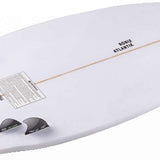 Ronix Flyweight Atlantik Wakesurf Board 2023 - White wakesurf board with a black logo on the tail and a thin yellow line running down the center.