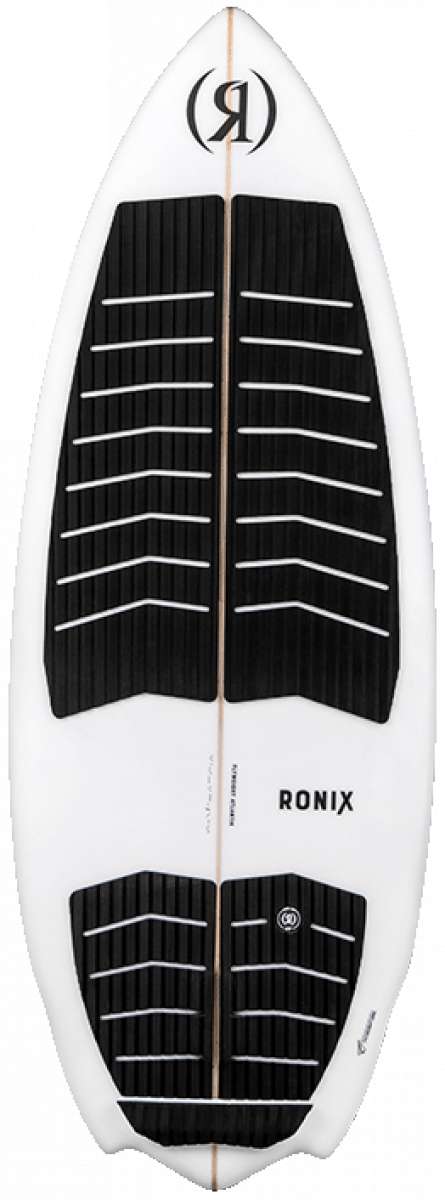 Ronix Flyweight Atlantik Wakesurf Board 2023 - White wakesurf board with black and gray striped pattern on top.