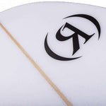 Ronix Flyweight Atlantik Wakesurf Board 2023 - A white wakesurf board with a black logo featuring stylized letters "R" and "A".