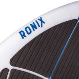 Ronix Flyweight Skimmer Wakesurf Board 2023 - A white wakesurf board with a blue stripe on its top edge and gray textured deck.