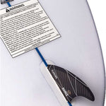 Ronix Flyweight Skimmer Wakesurf Board 2023 - White surfboard with a blue stripe down the middle and black fins on the bottom.