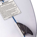 Ronix Flyweight Skimmer Wakesurf Board 2023 - White surfboard with a blue stripe down the middle and black fins on the bottom.