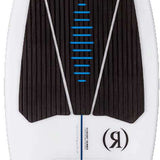 Ronix Flyweight Skimmer Wakesurf Board 2023 - A white wakesurf board with a black deck and blue accents.