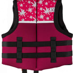 Ronix Kids Laguna CGA Vest 2023 - Pink vest with white floral pattern and black trim, featuring a zip closure at the back.