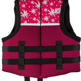 Ronix Kids Laguna CGA Vest 2023 - Pink vest with white floral pattern and black trim, featuring a zip closure at the back.