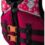 Ronix Kids Laguna CGA Vest 2023 - Pink life jacket with white floral pattern and black straps.