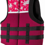 Ronix Kids Laguna CGA Vest 2023 - Pink life jacket with white floral pattern and black trim.