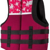 Ronix Kids Laguna CGA Vest 2023 - Pink life jacket with white floral pattern and black trim.