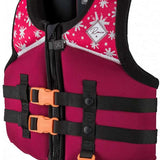 Ronix Kids Laguna CGA Vest 2023 - Pink life jacket with white starburst pattern and black trim.