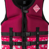 Ronix Toddler Laguna CGA Wake Vest 2022 - A bright blue and white floral patterned life vest with a black strap across the chest.