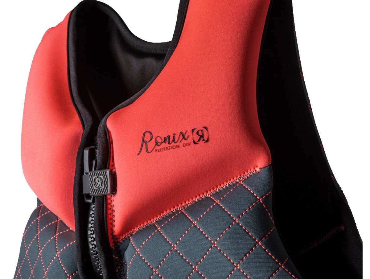 Ronix Girls Prom Queen Cappella 3.0 CGA Wake Vest 2022 - Pink life jacket with a white logo on the chest and black straps.