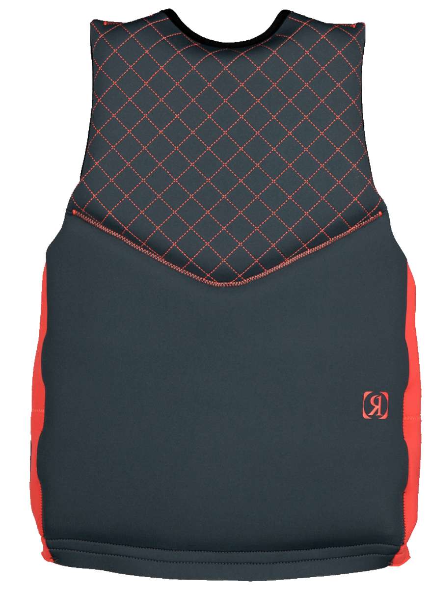Ronix Girls Prom Queen Cappella 3.0 CGA Wake Vest 2022 - A black and pink vest with a diamond pattern on the upper portion.