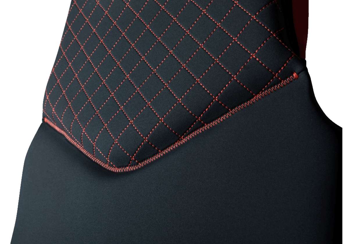 Ronix Girls Prom Queen Cappella 3.0 CGA Wake Vest 2022 - A black wake vest with a red diamond pattern and stitching.