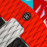 Ronix Kids Super Sonic Space Odyssey Skimmer Wakesurf Board 2022 - A blue and white wakesurf board with a space-themed design, featuring a rocket ship on its side.