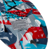 Ronix Kids Super Sonic Space Odyssey Skimmer Wakesurf Board 2022 - A blue and red wakesurf board with a space-themed design, featuring palm trees and stars.