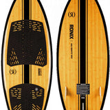Ronix Koal Classic Fish Wakesurf Board 2023 - A light brown wakesurf board with a black stripe down the middle and black fins at the back.
